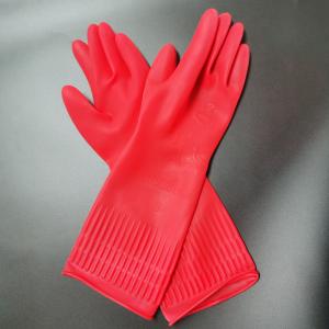 Unflocked Lining Cleaning Latex Gloves 38CM Natural Latex Extra Long Cuff Gloves