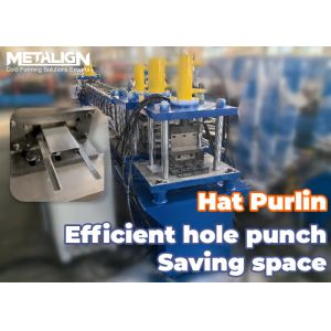 China Customizable Hat Purlin Roll Forming Machine With Chain Drive And Hydraulic Punching wholesale