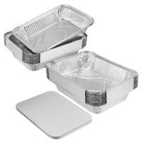 China Rectangular Food Container Aluminium Silver Foil Container Thickened on sale