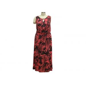 Full Length Short  Sleeve Chiffon Maxi Dress , A Line Summer Casual Dresses Leaf Printed