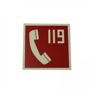 China 1mm Square Aluminum Photoluminescent Fire Signs Alarm Phone Number Signs supplier