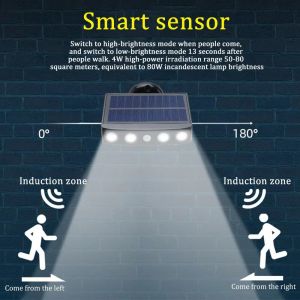 3000k - 6000k Lumière solaire murale 100lm/w Sensor PIR Lumière murale pour jardin de patio