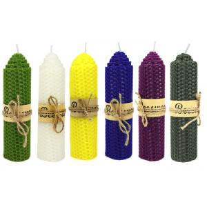 China Diy Multi Colors Pillar Hand Rolled Beeswax Taper Candles For Spell supplier