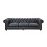 China Royal Style Grey 3 Seater Leather Sofa High Resilient Foam Strong Solid Wood Frame Inside wholesale
