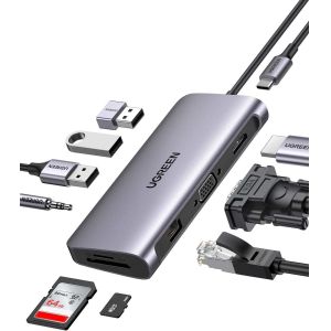 China Un concentrateur USB C, une station d'accueil USB-C 10 en 1, un moniteur double 4K-HDMI et VGA, un Ethernet à 1 Gbps, 100 WPD, 3 ports 3,03Jack audio de 5 mm supplier