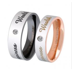 China Couple Diamond Ring Rose Golden Finger Ring for Lovers Stainless Steel Wedding Rings supplier