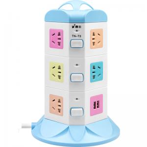 China 2 USB 230V Portable Power Socket With 11 Outlets Extension Cord supplier