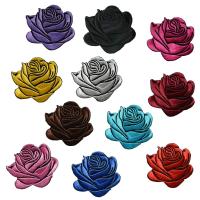 China Rose Flower Embroidery Iron On Applique Patch Twill Merrowed Border on sale