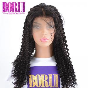China Natural Black Brazilian Human Wigs Deep Curly Lace Front Wig With Baby Hair supplier