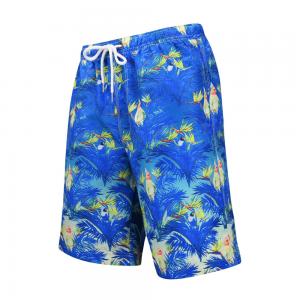 China Digital Printed Polyester Men'S Wide Leg Blue Beach Shorts supplier