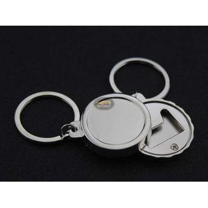La cápsula barata de la aleación del cinc del regalo de la promoción forma el abrelatas en blanco de Logo Engraved Key Ring Bottle