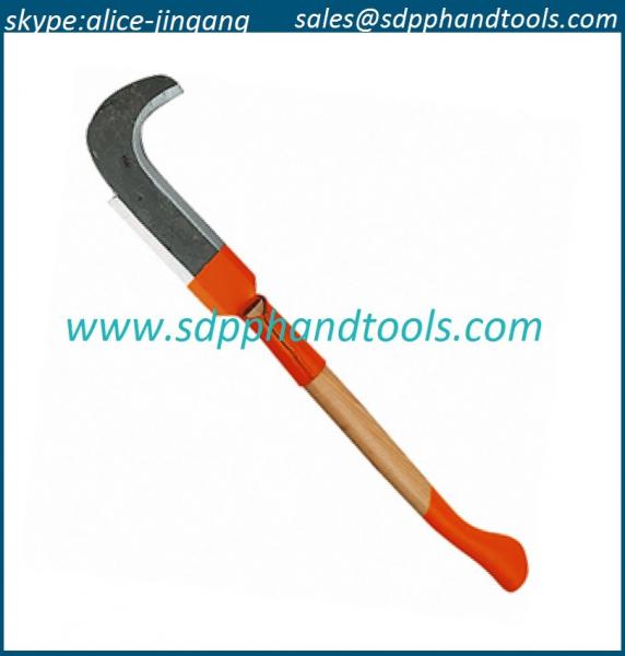 High quality bush hook with axe handle, sharped ditch bank blade with wooden axe