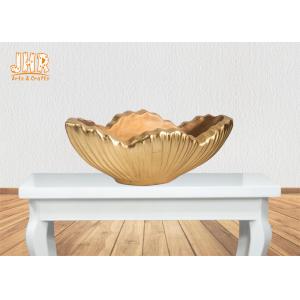 China Home Decor Gold Leaf Fiberglass Decoration Table Vase Flower Serving Bowl supplier