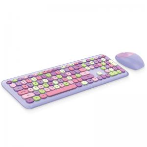Macaron Round Keyboard Lipstick Girl Wireless Mouse Punk Office Suite For Windows