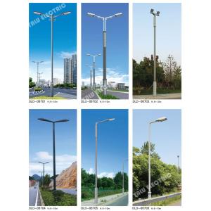 China Galvanized garden Steel main street lamp pole with cross arm two LED floodlights supplier