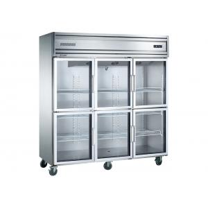 China Imported Aspera Compressor Six Glass Door Commercial Kitchen Refrigerator with Four Mobile Castors wholesale