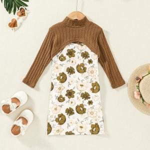 China Spring Children'S Clothing Girls Long Sleeve Knitted Top Printed Skirt Two Piece Set supplier