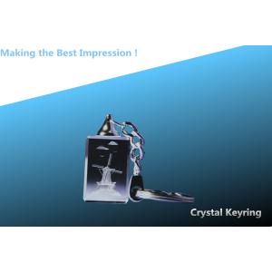 China llavero cristalino dominante del laser cadena/3D/llavero llevado del rectángulo/llavero rectangular cristalino wholesale