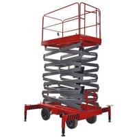 China 14m 500kg Manual Pushing Mobile Telescoping Lift Red Hydraulic Elevator Aerial Work Platform on sale