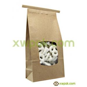 China Clear Window Bleached Kraft Paper Tin Tie Bags With Square Bottom For Snack Food supplier