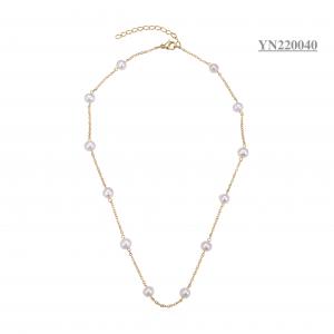 China Women's Stainless Steel Fashion Necklaces Stacked Pearl Necklace For Wedding supplier