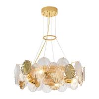 China Luxury Modern LED Crystal Chandelier Iron Glass Gold Living Room Lighting on sale