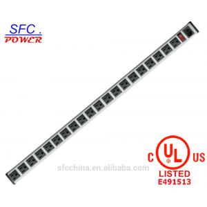 China IEC 60320 OUTPUT C13 POWER STRIP, NEMA 5-15R 20 AMERICAN SOCKET, VERTICAL RACK / SURFACE MOUNT, METAL ENCLOSURE, D.P. supplier