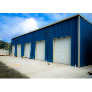 Blue Light Steel Structure Building With Sandwich Panel / Prefab Metal Buildings