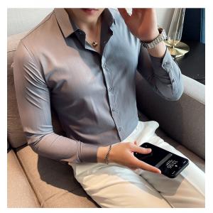 Casual Shirts Turn-down Collar Autumn Fabric Polo Cotton Long Sleeve Mens Slim Fit Shirt