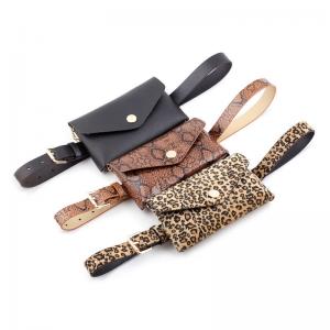 Waist Bag Female Girdle Leopard Stripe 2 In 1 Ladies Belt Bag Waist Bag Belt Mobile Phone  Flap Leather Fanny Pack