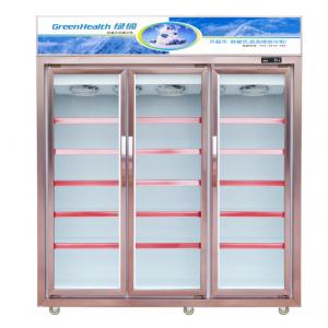 1700L Upright 3 Glass Door Display Freezer For Frozen Food / Dumpling