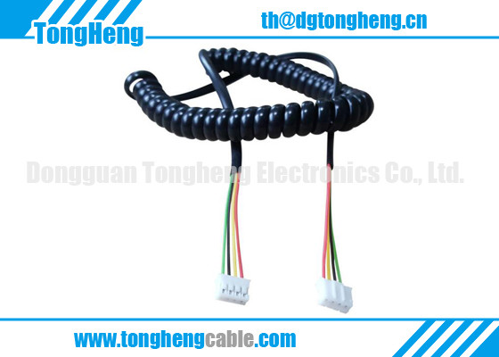 China O cabo espiral preto lustroso resistente do cabo de alimentação do gás e do óleo com conectores de JST terminou supplier