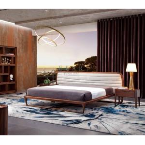 Designer Furniture Modern Leather Oak Wood Bed