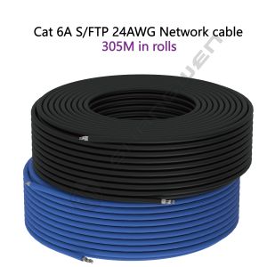 China 青 Rj45 CAT6A SFTP イーサネット ネットワークケーブル インターネット 4ペア CE UL 多重銅回転 100% 酸素のない銅 黒 CAT6A wholesale