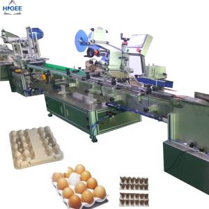 China Egg tray carton box labeling machine with egg plastic boxes,  flat labeling machine with eggs protector box egg sand box supplier