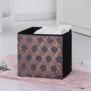 China 30x30x30cm Black And Gold Fabric Foldable Storage Bins supplier