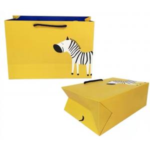 FSC ISO9001 Yellow Clothing Paper Bags Zebra Print Duplex Board Paper Bag