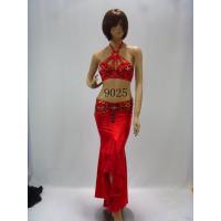 China Sexy Red Halter Neck Floor Length Metallic Bras & Skirt Belly Dancing Clothes on sale
