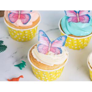 Vivid Pink Edible Decorations Edible Butterfly Cupcake Toppers 0.60 - 0.65 MM