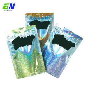 China Child Resistant Zipper Holographic Mylar Bag With Digital Full Color Printing supplier