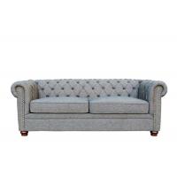 China Chesterfield Three Seater Fabric Sofa Classic Buttons Timber Legs 2 3 Seater Sofa Grey on sale