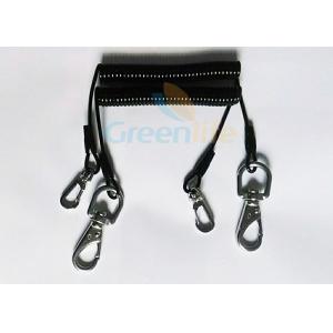 Custom Black Retractable Coil Tool Lanyard With Stainless Steel Swivel Hooks