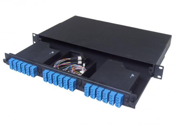 Rack Mounted MPO Patch Panel , 1U Fiber Optic Patch Panel with cold rolled steel