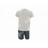 Cotton Jersey Men'S V Neck Pajamas / Mens T Shirt And Woven Shorts Pyjamas With