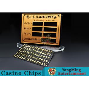 China Baccarat Poker Table Pure Copper Material  Entertainment Bet Card Casino Table Limit Sign With Magnet Sticking supplier