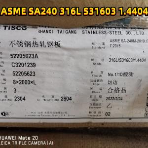 Hot Rolled AISI316L DIN1.4404  Stainless Steel Plate SS316L Metal Plate 1000mm - 2000mm Wide