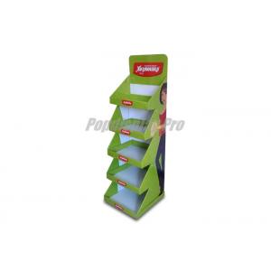 China Lightweight Green Cardboard Retail Display Stands Durable 2 Wedged Sides supplier