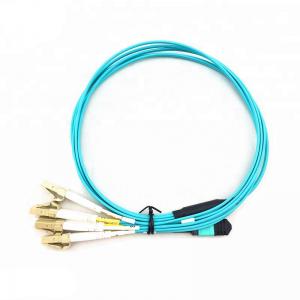 China 5M OM4 MPO Fiber Optic Patch Cord 12 Core Female Fan - Out LC Connector supplier
