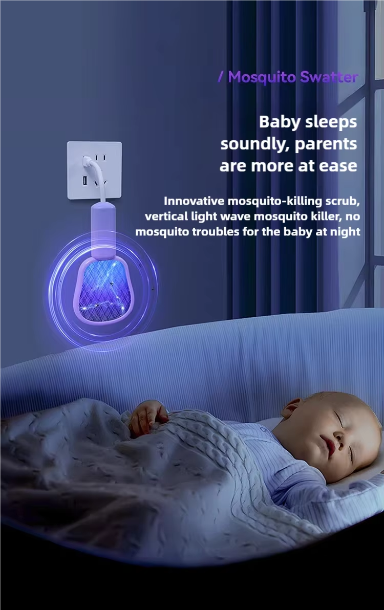 China JZ 3 in 1 USB Type Portable Mosquito Lamp with Night Light and High Voltage Swatter Safe Wet Bug Zapper Solid State wholesale