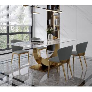 Length 1.8m/2m Marble Dining Tables With Stainless Steel Legs